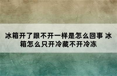 冰箱开了跟不开一样是怎么回事 冰箱怎么只开冷藏不开冷冻